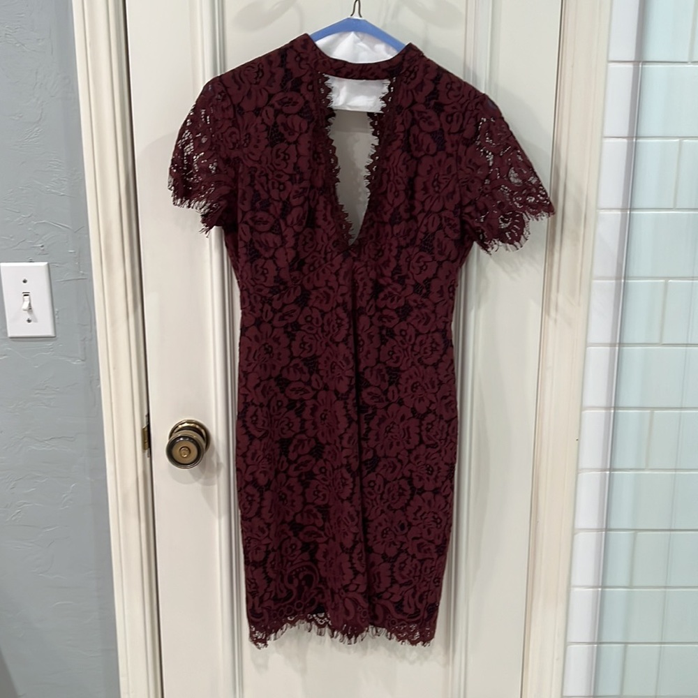 Maroon Lace Lush Mini Dress